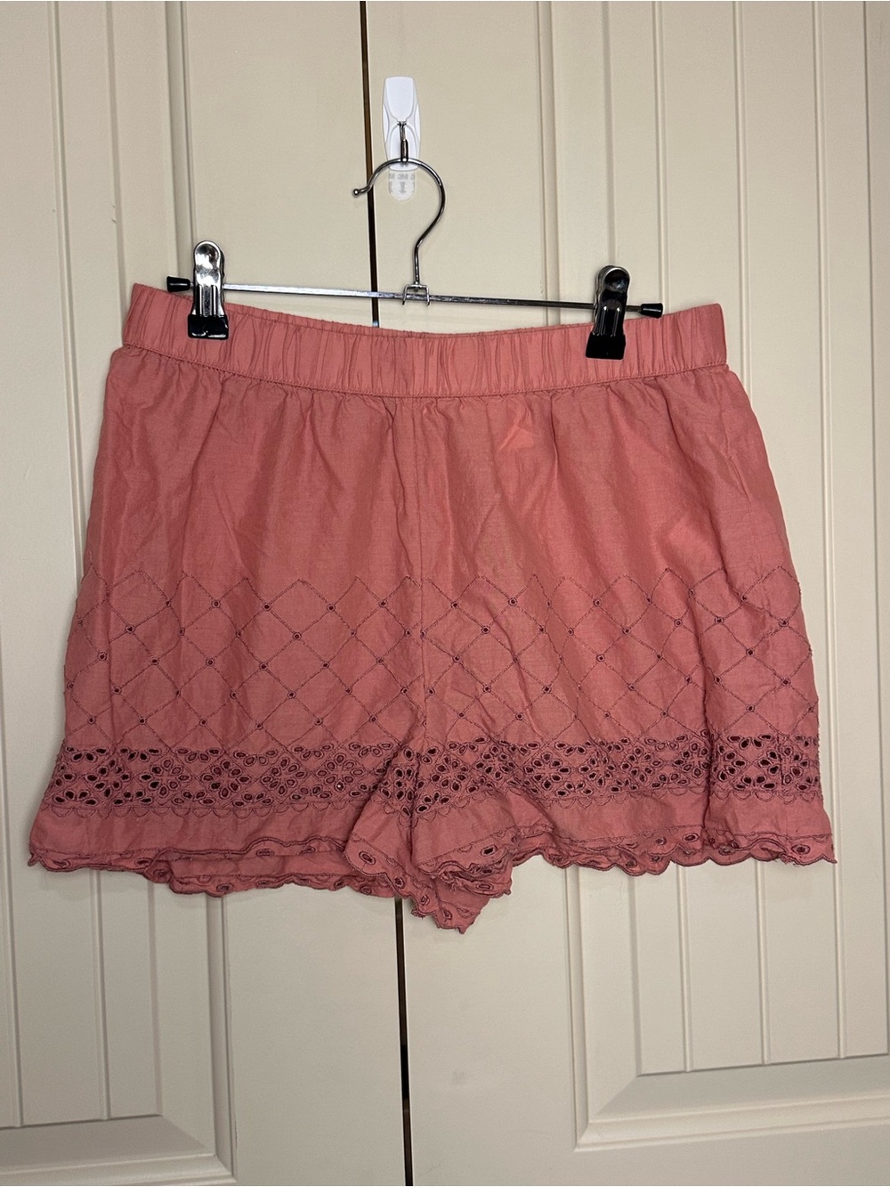 Shabby Chic Pink Cotton Eyelet Lace Shorts Women’s M Cottagecore  Balletcore PJs